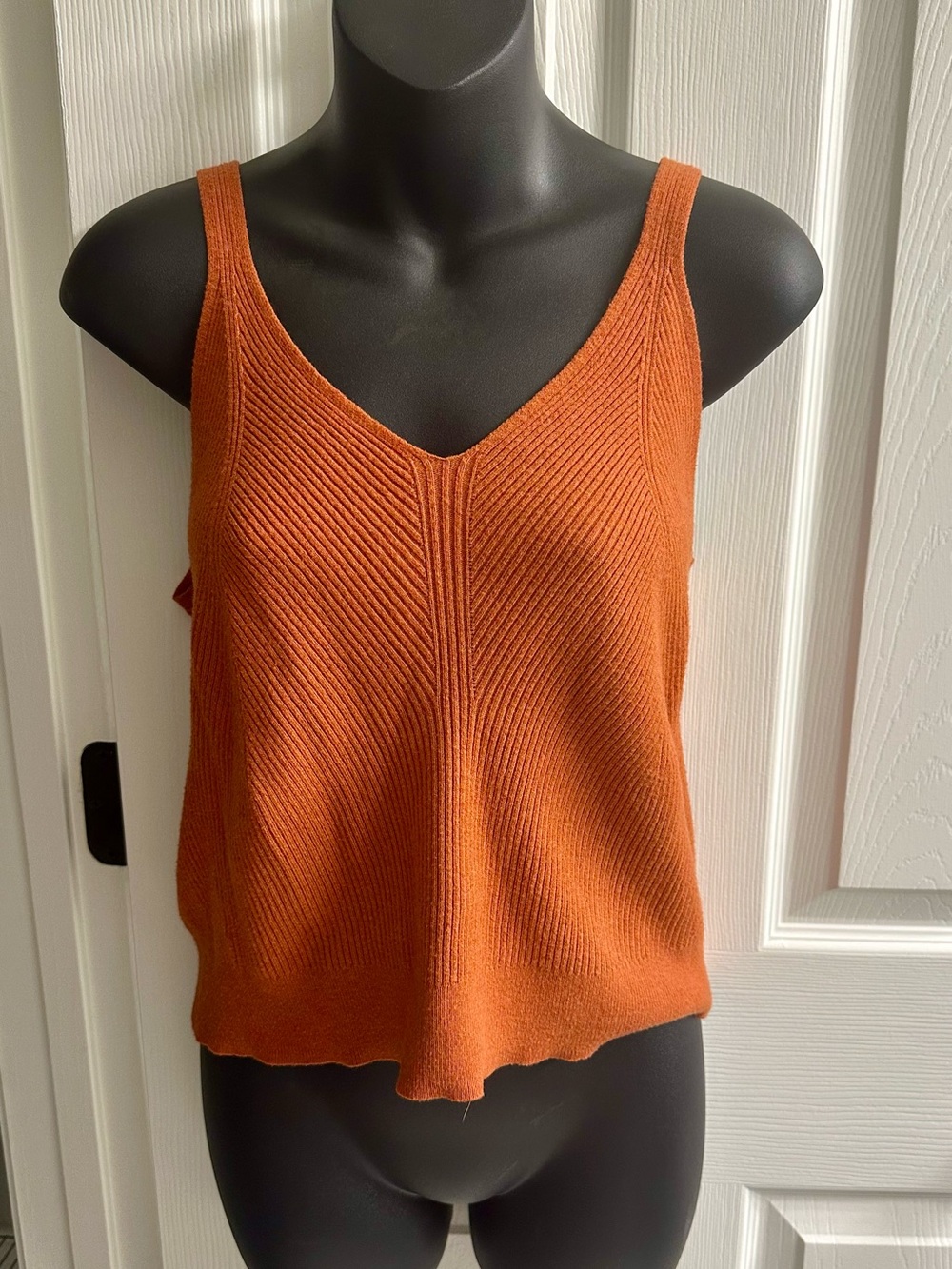 Rust Orange Tank with Ribbed Detail